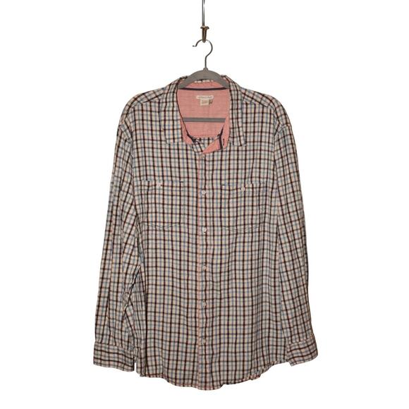 CARBON2COBALT $99 Lightweight Long Sleeve Button-Up Plaid Shirt Men's XXL - Picture 1 of 4